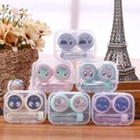 Detectorcatty Cartoon Cute Contact Lens Case Eye Care Kit Portable Contact Lens Holder Storage Mirror Box for Home Travel Use