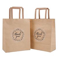 Kingrol 50 Count Thank You Gift Bags, 8.5 x 10.5 x 4.25 Inch Kraft Paper Bags with Handles, Birthday Wedding Baby Shower Party Favors Bags