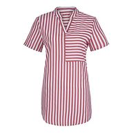 general3 Women Casual Stripe Print Short Sleeve V-Neck Tops Work Office Tee Shirts Casual Blouse T-Shirt with Pocket(Red,Large)