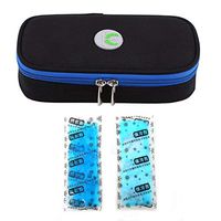 Vianber Portable Insulin Organizer Cooler Bag,Diabetic Medical Care Protector Case Travel Cooling Bag for Insulin Pen and Diabetic Supplies with 2 Ice Gel(Black)