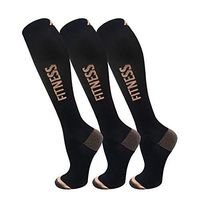 Copper Compression Socks for Men & Women(3 Pairs),15-20mmHg is Best Stockings for Running,Nurses,Athletic,Medical,Pregnancy,Travel-Boost Performance,Blood Circulation&Recovery(Large/X-Large)
