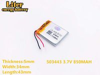 3.7V 850mAh 503443Lithium Polymer Ion Rechargeable Battery Lithium Polymer Li-Po Battery for MP4 GPS MP3 Bluetooth Stereo DIY Gift