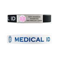 Divoti Deep Custom Laser Engraved Silicone Sport Medical Alert ID Bracelet- Lightweight/Simple/Easy/Comfortable-Pink w/Free Engraving -BW -8.0"