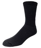 Diabetic Crew Socks, Mens, Size 13-15, Black