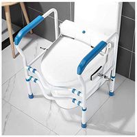 CUUYQ Bathroom Safety Frame, Adjustable Toilet Safety Rails Toilet Safety Frame Toilet Handrails Grab Bar Bathroom Toilet Handrails for Elderly Handicap and Disabled,Blue
