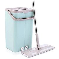 Washable mop Microfiber Spin Mop Household Hand-free Flat Mop Bucket Set Stainless Steel Rod Rectangular Mop Green Cleaning free hand rub floor mop (Color : Green, Size : One size)
