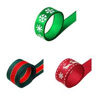 Christmas Ribbon Grosgrain Satin Fabric Xmas Ribbons Gift Wrapping Ribbons Colorful Design Decoration for Crafts Holiday Box Hair Bow Clips (Pack 1)