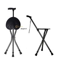 Folding Canes with Seat Walking Stick Height Adjustment Cane Seat 350 lbs Capacity Frosted Handle with Magnetic Therapy Stone Massage Crutches Stool