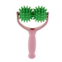 Handheld Acupuncture Spiky Massage Ball Shoulder Muscle Massager 2 Rollers Balls Full Body Soreness Relief - Pink Green