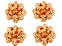 Worlds Gold Gift Wrap Bows,Satin Finish Confetti Bows-Christmas Ribbon Gift Bows 4" Inch (12 Pack)