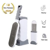 GEHARTY Pet Hair Remover Brush with Self-Cleaning Base Efficient Double Sided Animal Fur & Dust Removal Tool for Furniture, Couch, Carpet, Bed, Car Seat, Clothing（Gray）