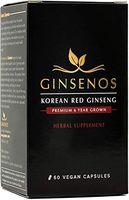 Ginsenos Korean Red Panax Ginseng 1700mg - 60 Vegan Capsules - Extra Strength Whole Root 6 Year Ginseng Pills - Natural Energy, Libido, Memory for Men and Women