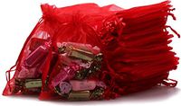 IBLUE 100Pcs Organza Gift Bags 4x6 Inch Drawstring Candy Pouch Sheer Wedding Party Favor Bags P001 (red, 4"x6")