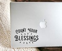 Salt City Graphics Count Your Blessings Decal, So Blessed Sticker - Gratitude, Thankful Heart, God is Good - Laptop Decal, Decal for MacBook (4 inches Wide, Black)