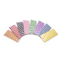 Snowkingdom Biodegradable Paper Straws 200 Striped Rainbow 8 Different Colors for Party supply Birthday Wedding Bridal Baby Shower Decorations Holiday Celebrations - Boxed 8 Individual Packs