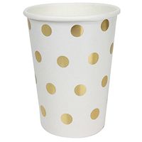 Just Artifacts Party Paper Cups - (12pcs) Metallic Gold Polka Dot - Paper Decorations for Birthday Parties, Weddings, Baby Showers, and Life Celebrations!