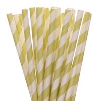 Pale Green Striped Paper Straws (75)
