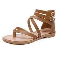WILLTOO 💞💞Women's Retro Roma Shoes Sandals, Charming Flat Cross Tie Flip-Flop Sandals, Kids Shoes,Shoes for Women Brown