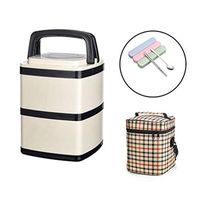 Bowl Bento Box Lunch Box Super Long Insulation Multi-Layer Portable Stainless Steel Adult Large Capacity Portable Student Barrel Vacuum Layer with Cover 1.5L2.2L2.9L White Household tableware, retro b