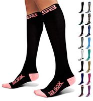 SB SOX Compression Socks (20-30mmHg) for Men & Women - Best Stockings for Running, Medical, Athletic, Edema, Diabetic, Varicose Veins, Travel, Pregnancy, Shin Splints (Black/Pink, Large)
