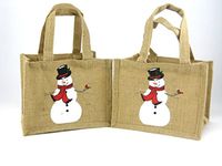 Set of 2 Snowman Jute Bags