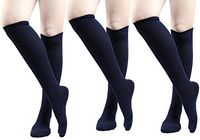 Compression Socks - Premium Design for Men and Women Everyday Use Running Pregnancy Flight & Travel Nursing Best Athletic Fit - Boost Stamina Circulation & Recovery (NavyBlue, Lg/XL, 3Pr)