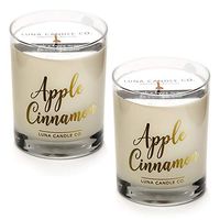 LUNA CANDLE CO. Elegant Apple Cinnamon Soy Jar Candle, 11oz. Clear Glass, Low Smoke, Long Burn up to 110 Hours of Burn Time, Hints of Clove, Nutmeg & Vanilla, Made in The USA (2 Pack)