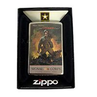Zippo Custom Lighter - Brushed Chrome US Army Signal Corps Soldier Courage