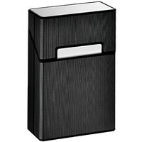 VIEEL Cigarette Case, Leather Metal Flip Cover Hold 20 Cigarettes, Pressure Prevention Moisture Proof Cigarette Storage Box (Black)