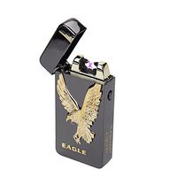 USB Rechargeable Flameless Electronic Dual Pulse Arc Cigarette Lighter Belief-Windproof Arc Lighter Cross(Black Eagle)