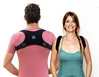 6fiftyfive Back Straightener Posture Corrector for Women and Men - Adjustable Posture Brace for Upper Back Pain and Neck Pain Relief - Under Clothes Support - Black