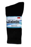 Diabetic Socks 6-PAIRS NON BINDING, GENTLE & RELAXED TOP BLACK, WHITE OR GREY (BLACK, 10-13)