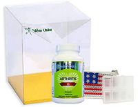 Set of MEDCARE Arthritis-8 Capsule 60CT ++ Free American Flag Medicine Pill Box Organizer with Leather Case + Free Clear Container Box with Golden Base