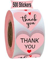 Pink Thank You Stickers 1.5 Inches - 500 Heart Thank Labels with Hearts for Birthday Baby Shower Party Thank You Cards Envelope Seals | Labels & Mailing Supplies (Pink Heart)