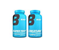 Super-Test and Creature Creatine Combo Pack: Beast Testosterone Booster Supplement and Creatine Pills, Synergistic Muscle Stack to Build Powerful Lean Muscle, Boost Strength/Endurance, 180 Caps Each