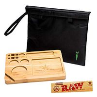 Rolling Tray Bundle Discreet Smell Proof Bag Full Size Bamboo Rolling Tray with Raw King Size Rolling Papers