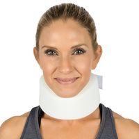 Vive Neck Brace - Foam Cervical Collar - Vertebrae Whiplash Wrap Aligns and Stabilizes Spine - Adjustable Spinal Support Can Be Used While Sleeping and Relieves Pain, Pressure (Thin, White)
