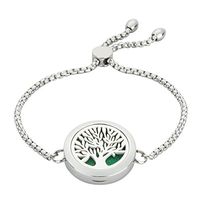 JAOYU Perfume Bracelet Essential Oil Diffuser Aromatherapy Crystal Bangle Stainless Steel Tree of Life Locket Charm - Sister, Friend, Teen Girls Gifts