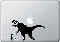 Yadda-Yadda Design Co. Pet Dinosaur - Tyrannosaurus Rex w Girl - Vinyl Decal for Laptop | MacBook | Appliances YYDC (8" w x 4.25" h) (Girl - Face Left, Black)