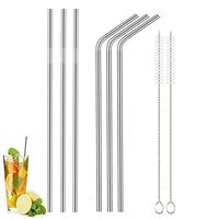 Stainless Steel Drinking Straws Set of 6, 10.5” Long Reusable Replacement Metal Straws for RTIC Tumbler | Fits All Yeti Ozark Trail SIC & RTIC Tumblers(3 Straight + 3 Bent + 2 Brushes)