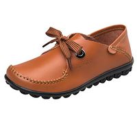 LONGDAY ❤ Women Sneaker Mary Jane Flat Comfort Walking Flat Loafer Lace Up Ballet Flat Ladies Casual Shoe Faux Leather Orange