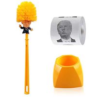 LadyRosian Donald Trump Toilet Brush with Printing Toilet Paper - Easy Grip,Toilet Brush Sturdy,Deep Cleaning,Yellow Design (Toilet Brush)