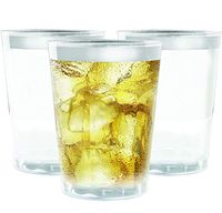 100 Silver Rim Plastic Cups, 12 oz - Clear with Silver Rimmed Disposable Cup Set for Wedding or Party