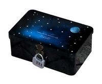 Gentle Meow Creative Night Style Large Password Tin Box with Lock Storage Gift Box Full Moon