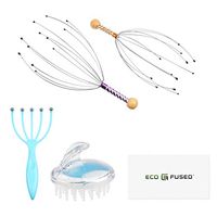 Eco-Fused Scalp Massage Kit - 2X Scalp Scratcher, 1x Roller Ball Claw Massager and 1x Shampoo Massage Brush - for a Clean and Healthy Scalp - Relieve Stress and Feel Relaxed