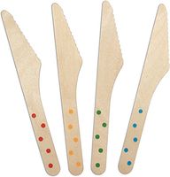 CaterEco 200-Piece Birchwood Compostable Knives, Polka Dot Print