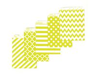 80 Counts Medium Yellow Biodegradable, Food Safe Ink & Paper, Assorted 5 Designs Cookie Bag, Eco-Friendly Favor Bag, Treat Bag for Party (Medium, Yellow)