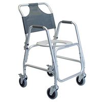Lumex Deluxe Aluminum Shower Transport Chair with Footrests, 5 Inches Swivel Casters, Silver 7915A-1