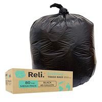 Reli. EcoStrong 55 Gallon Trash Bags (80 Count) Eco-Friendly Recyclable - Black Garbage Bags 55 Gallon - 60 Gallon Capacity - Made of Recycled Material - 50 Gal, 55 Gal, 60 Gal Compatible