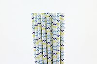 Blue, Yellow and Aqua Chevron Paper Straws (25)